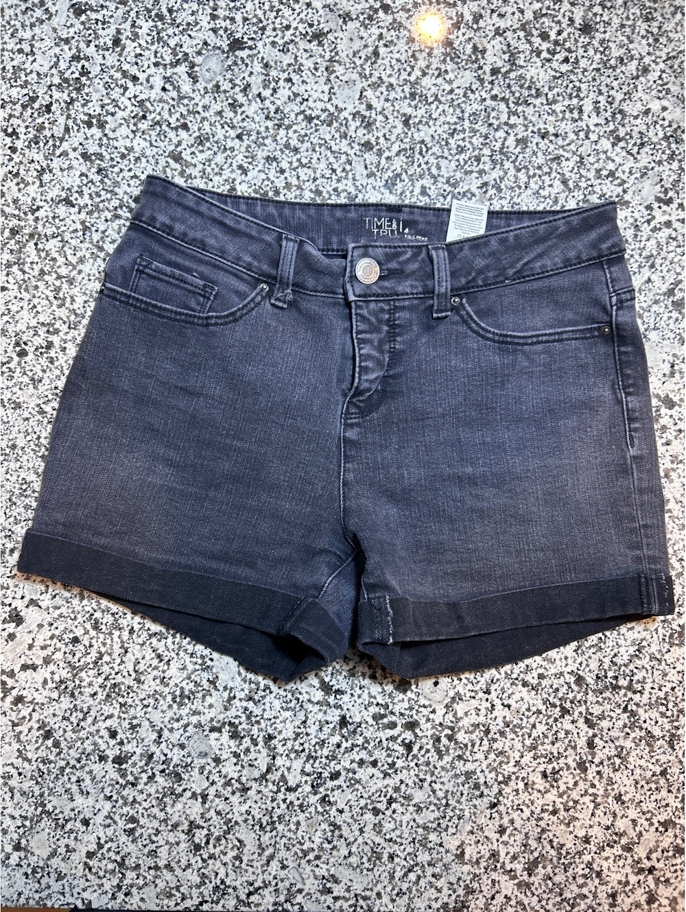 Time and Tru Womens Size 4 Gray Denim Acid Wash Mid Rise Skinny Stretch Jeans 4